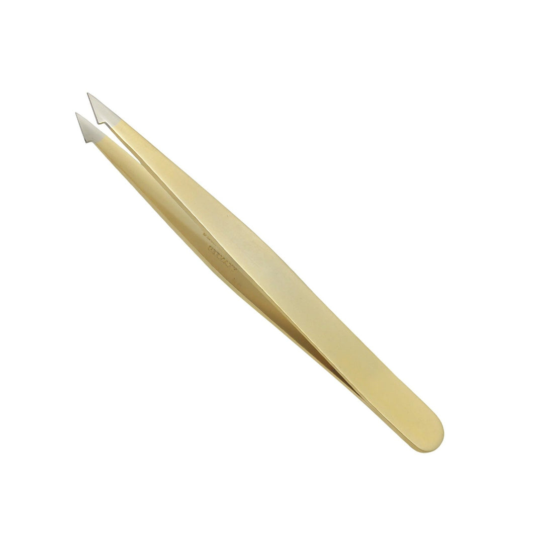 Pinzette in Gold mit schräger Spitze