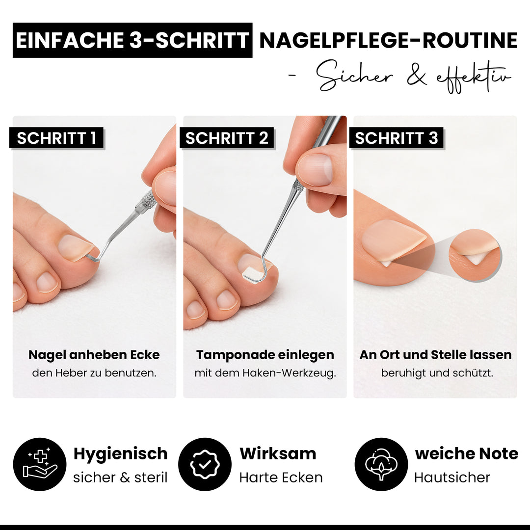 Tamponadensonde & Wattehaken für Füßnägel und den Nagelfalz