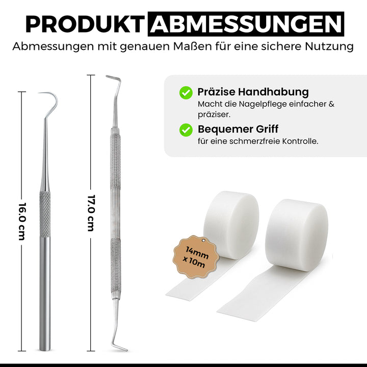 Tamponadensonde & Wattehaken für Füßnägel und den Nagelfalz