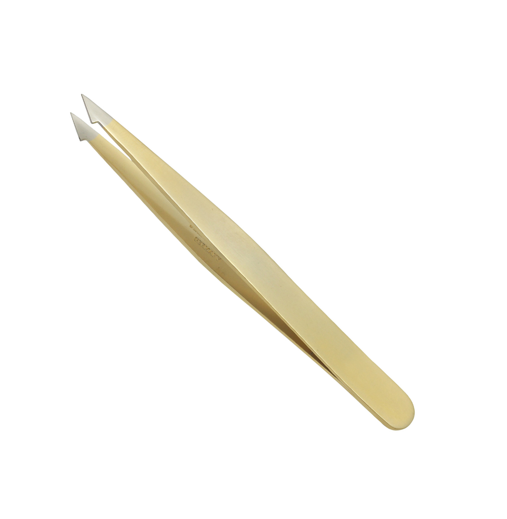 Excellent tweezers 9.5 cm, golden, slanted